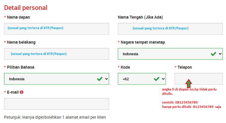 Detail Personal Pembukaan Akun Baru