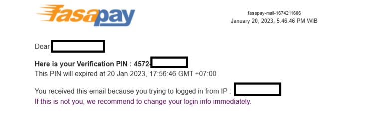 Email konfirmasi login FasaPay.
