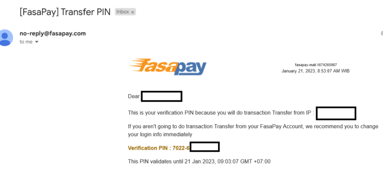 Email Pin Verifikasi.