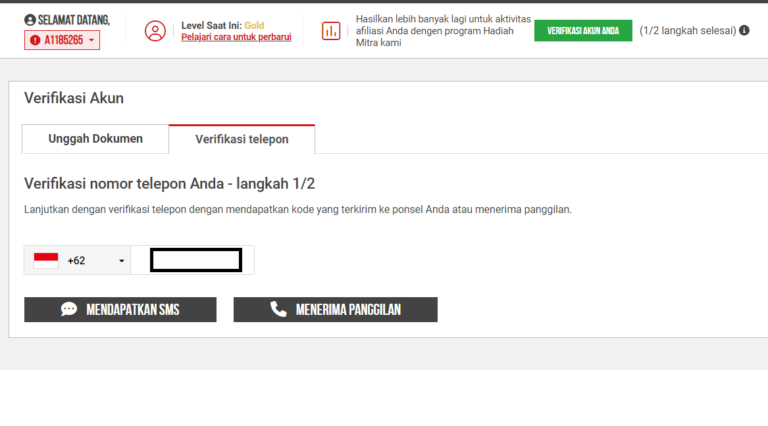 Verifikasi akun partnership Step 2